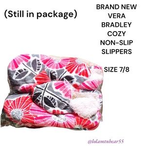 VERA BRADLEY RUBBER NON-SLIP BOTTOM COZY COLORFUL SHERPA SLIPPERS,NEW IN PACKAGE